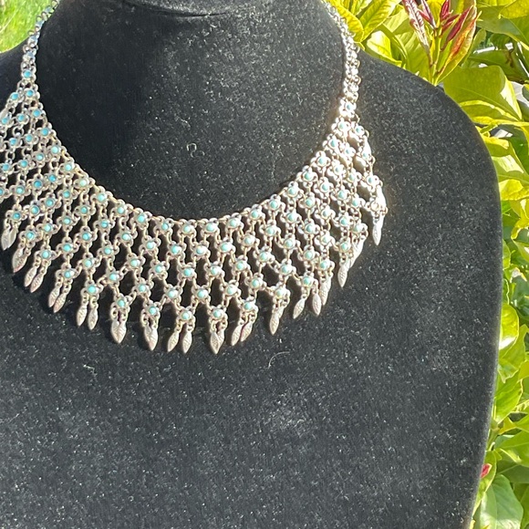 Navajo Turquoise and COIN silver antique necklace - Picture 5 of 17